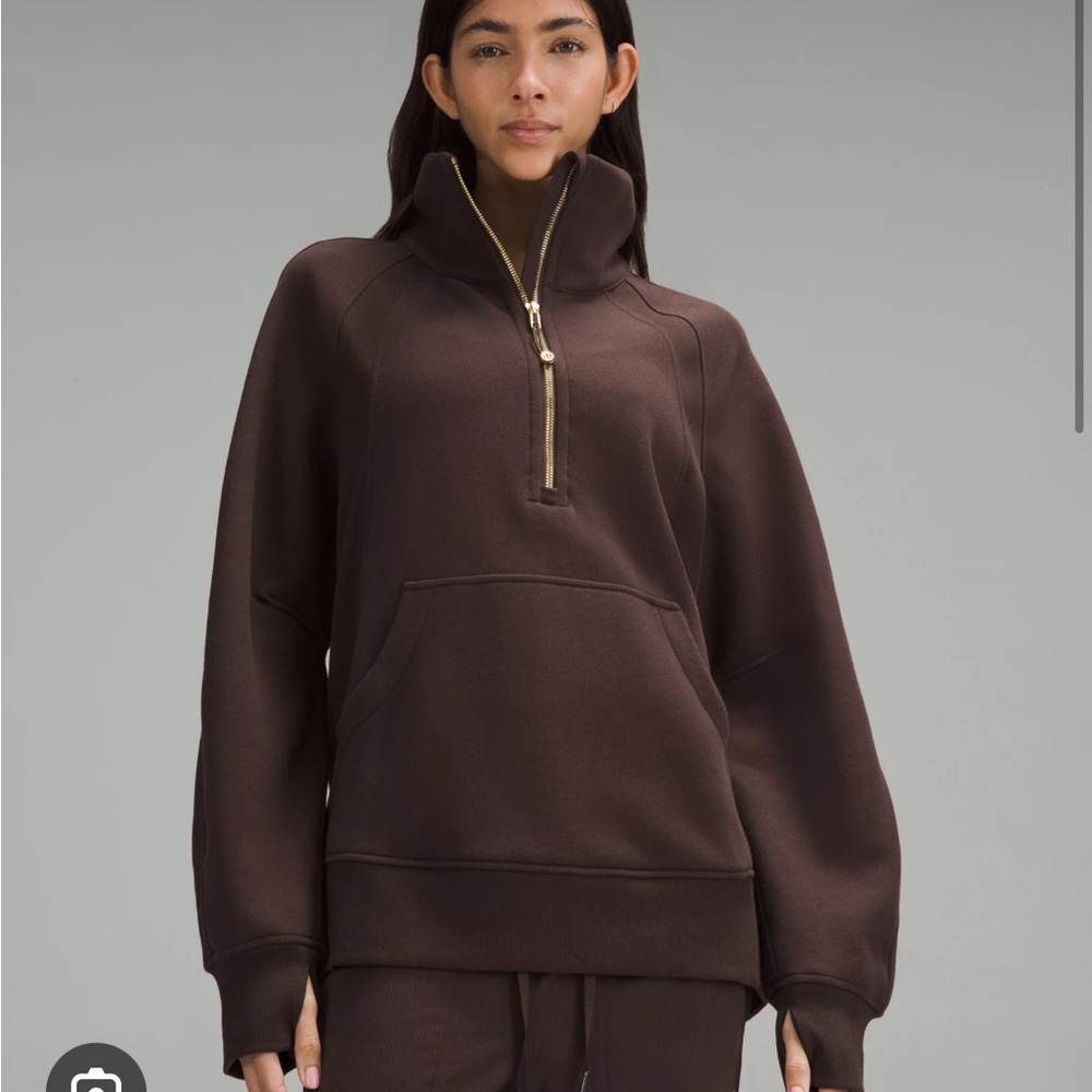 Scuba Oversized Funnel-Neck Half Zip *Long XS/S  Espresso/Gold